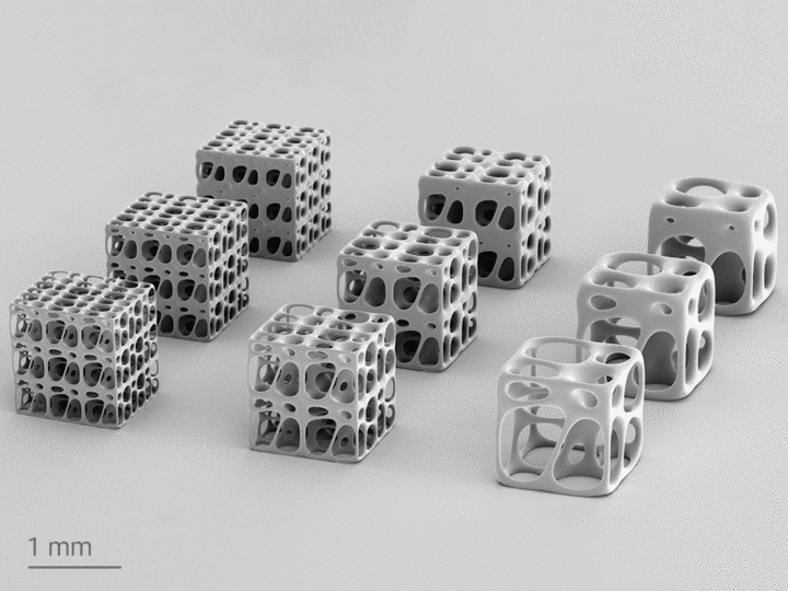 具有不同孔隙率的3D打印立方阵列 